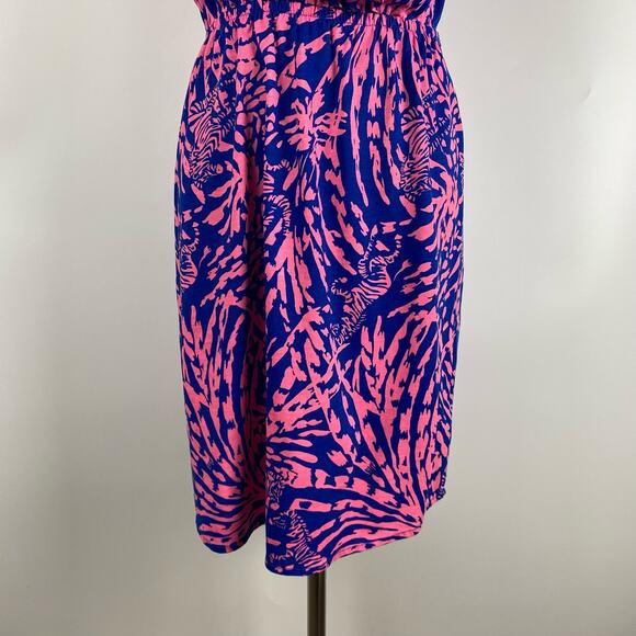 Lilly Pulitzer Windsor Strapless Mini Dress Pink Blue Pima Cotton Womens Sz XS - Picture 5 of 11